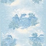 Brewster AlcottブルーTropical Dolphin壁紙 Blue 347-12807 1