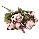 造花　人工牡丹　フラワーブーケ　人工花束　結婚式　ウェディング　デコレーション　花嫁　パーティー　装飾　DIY　小道具　家庭飾り　多種選べる(ライトコーヒー)