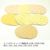 板金・木工用やすり /00378 よくばりセット・7種類各10枚サンダー用マジック付ペーパー150mm合計70枚