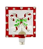 Peppermint Candy Canes 5 x 6インチガラス壁プラグインクリスマス夜ライト