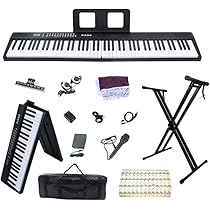 Amazon | HZDMJ 電子ピアノ 88鍵盤 折り畳み式 スタンド付き 電子