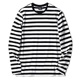 [Zengjo] ボーダーtシャツ メンズ (白黒,M)