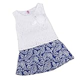 eshion ファッション 赤ちゃん 女の子 Oネック レース タンクトップ プリント ミニ Aライン スカート ツーピースセット US サイズ: 130 カラー: ホワイト