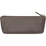 [Amazon限定ブランド] ペンケース 筆箱 本革 大容量 メンズ (こげ茶)