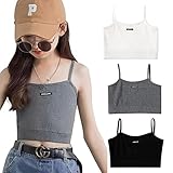 [ZGKULAEAOW] キャミソール キッズ ニット素材 女の子 ハーフトップ ノースリーブインナー ジュニア ダンス 子供服 ヒップホップ スポーツ (130cm, black)