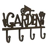 錬鉄フックレール4ペグ – 素朴な装飾インドアとアウトドアフック付き家庭用アイテム、衣服、ガーデニングツール、DIY機器 – 7.67 X 11インチ