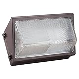 Sea Gull Lighting 86041B-10 1-Light Wall Packs Outdoor Wall Mount, Bronze Finish with Clear Textured