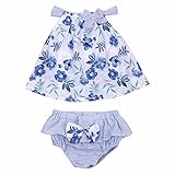 （イーエフイー）EFE　ベビー服　トップス＋パンツ　2点セット　女の子　幼児　赤ちゃん　ベビースカート　カバーオール　花柄プリント　キュート　かわいい　出産祝い　誕生日　お出かけ　遊園地　夏　 ブルー
