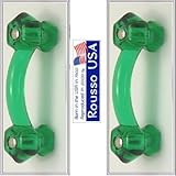 Lots of 2 Depression Emerald Green Crystal Bridge Handel Pulls, with standard connecting screws Prot