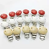 50pc Pacifier Clip Round Wooden Top Suspender Certified Dummy Clips Baby Holder Teething Clips Wood 