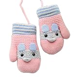 かわいいニットベビー手袋赤ちゃん冬手袋子供手袋うさぎピンク