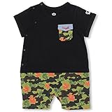 BABYDOLL（ベビードール） 親子ペア 迷彩切替半袖ロンパース-ベビー 男の子 女の子 ベビードール BABYDOLL-0653B 80cm ブラック