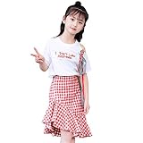 2点セット ドレス チェック柄 肩漏れ ファッション 棉 キッズ 女の子 ベビーガールズ お姫様 可愛い 子供服 誕生日 子供の日 結婚式 (130cm)