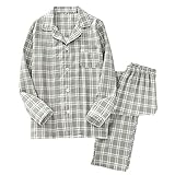 FOCU パジャマ メンズ 綿100％ チェック柄 寝巻き ルームウェア 長袖 上下セット ポケット付き 吸汗速乾 通気性 肌に優しい 部屋