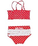 Rufflebutts ラッフルバッツ キュートなドット柄のフリフリ ビキニ 水着（チェリーレッド） (2歳（90cm）) [並行輸入品]