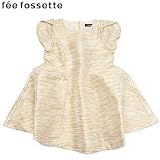 fee fossette (フィフォセット) 「ラメボーダー」半袖ワンピース・ゴールド【1603】【C】 130 ゴールド(089)