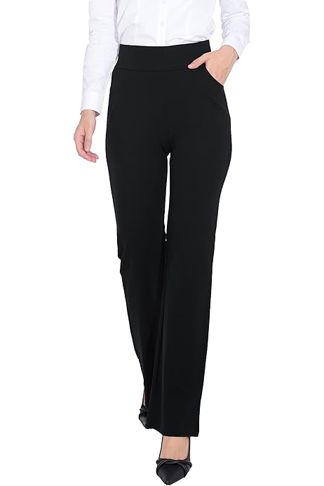Agenlulu High Waisted Dress Pants for Women Regular/Tall Bootcut Elastic  Waist Pull On Work Slacks for Women 29.5\