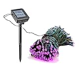 39 Foot Solar String Lights - Holiday Outdoor Patio Lights w/ 100 Pink LED's [並行輸入品]