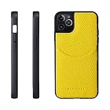 HANATORA for iPhone 14ProMax ケース 本革 耐衝撃 スマホケース スマホ コードホルダー 付き シュリンクカーフレザー ギフト マグネットなし イエロー CPG-14ProMax-Yellow