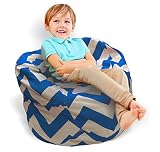 Stuffed AnimalストレージBeanバッグ椅子 – 2 in 1 。Stuffedおもちゃストレージ+ Kids Beanバッグ。 – 明るい色Zig Zag Bean Bag Toy Or