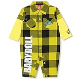 ベビードール チェック長袖ロンパース 子供服 80cm イエロー