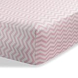 Abstract 24x38-Inch Jersey Knit Crib Sheet, Zigzag Pink by Abstract
