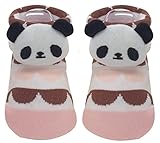 ツイン ベビーソックス パンダマスコット付 11-13cm ふりふりボーダー ピンク
