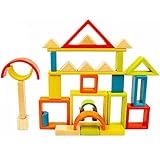 Rainbow Blocks - iPlay iLearn Rainbow Stacker Natural Wood Educational Toy Wooden Art Craft Stacking