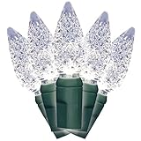 Brite Star 80 Count LED-C6 Faceted Light Set with Green Wire, Pure White by Brite Star
