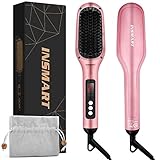 ストレートヒートブラシ INSMART ヘアアイロン ストレートアイロン ブラシ 温度調節可能...