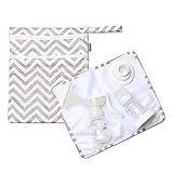 Teamoy ウェットバッグ(防水バッグ) パット付き さく乳器 母乳パック 母乳ボトル 保管 移動 便利(グレー波)