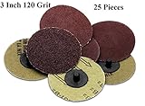 25 Pieces - 3 Inch 120 Grit Roll Lock Sanding And Grinding Discs - For Rotary Tools, Die Grinder, Dr