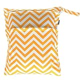 Damero Cute Travel Baby Wet and Dry Cloth Diaper Organizer Bag (Medium, Yellow Chevron) by Damero