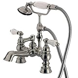 Kingston Brass CC1154T8 English Heritage Vintage Leg Tub Filler with Hand Shower, Satin Nickel [並行輸入