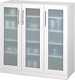 食器棚 ロー 90×90 ホワイト お手入れ簡単 全面ポリ板仕様 ミストガラス おしゃれ キッチンやダイニングに映えるホワイトカラーの食器棚