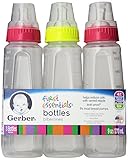 Gerber First Essentials Clearview Bottles with Silicone Nipple in Green and Pink, 9-Ounce, 9 Count b