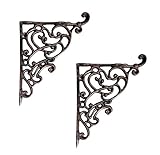 Decorative Cast Ironシェルフブラケット壁、7.30インチDeep X 9.8インチ、アンティークスタイル、ラスト仕上げ、ブラウン、2のセット