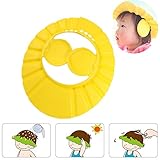 子供シャワーキャップ シャワー帽子 シャンプーハット 用防水帽 お風呂 洗髪用幼児 サイズ調節可能 イエロー 防水 (イエロー)