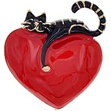 猫ブローチ エナメルハートと猫 かわいい キティピン ファッション 動物 ブローチ バッジ 装飾 ジュエリー 1個入り