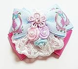 フィードゥリズ Fee du lis オリジナル ハンドメイド ダブル バレリーナ リボン ローズ ラインストーン ヘアゴム Light Blue：ライトブル－