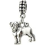 J&M Dangle Pug Dog Charm Bead for Charms Bracelets