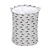 Jacone Durable Cute Toy Storage Basket with Drawstring Closure and Handles /Laundry Hamper Collapsib