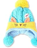 快売赤ちゃんかわいい帽子子供男女兼用防寒秋&冬ニット帽子&マフラー (スカイブルー)