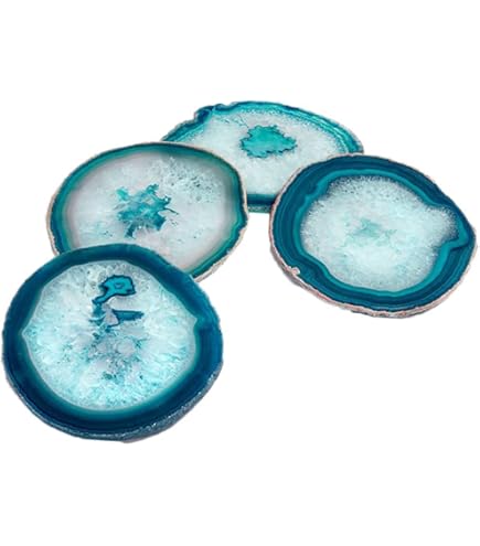 Aqua Blue Teal Marble Round Coasters Set Of 6 - Ghana