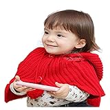 冬 赤ちゃん帽子 子供の帽子マフラーセット クリスマス帽 タマ护耳帽 毛糸の帽子 外出する保温 子供 用 かわいい 防寒 ニットキャップ ニット帽 女の子 男の子 (赤) [並行輸入品]