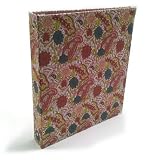 Aurora GB Paisley Print Cloth Binder 1 Inch Black Round Ring 8 1/2 x 11 Inch Size Eco-Friendly Recyc