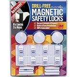 3 Keys & 8 Locks - NEW & IMPROVED! - Drill-Free Magnetic Safety Cabinet & Drawer Locks - Super Stren