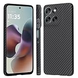【 Antimam】MOTO G66J/G66Y 5G/G56 5G 用 ケース アラミド繊維製 極薄&超軽量 カーボン風 モトローラ モトG66J スマホカバー 指紋防止 耐衝撃 全面保護カバー g66j 5g （ブラックファイバー）