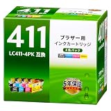 オーム電機 インク 互換 ブラザー LC411 4色パック INK-B411-4P 01-7776 OHM