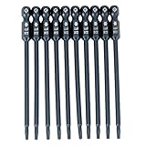 10個の100ミリメートルロングTorxスクリュードライバビットは、S2を設定合金鋼の1/4 \"六角シャンクT9磁気セキュリティスターヘッドスクリュードライバビット